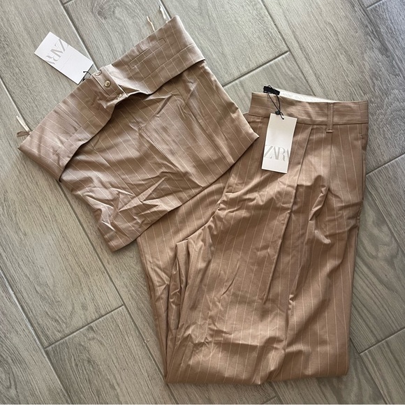 Zara | NWT! SET! Stripe Strapless Top & Trouser Pant Size: Large - Picture 2 of 8